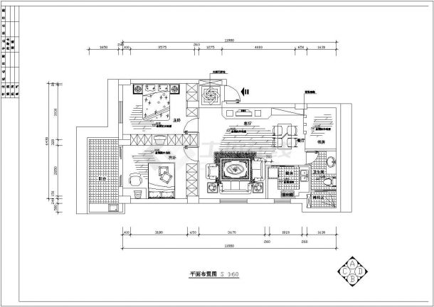 【上海】某三居室装饰装修设计施工图纸-图二