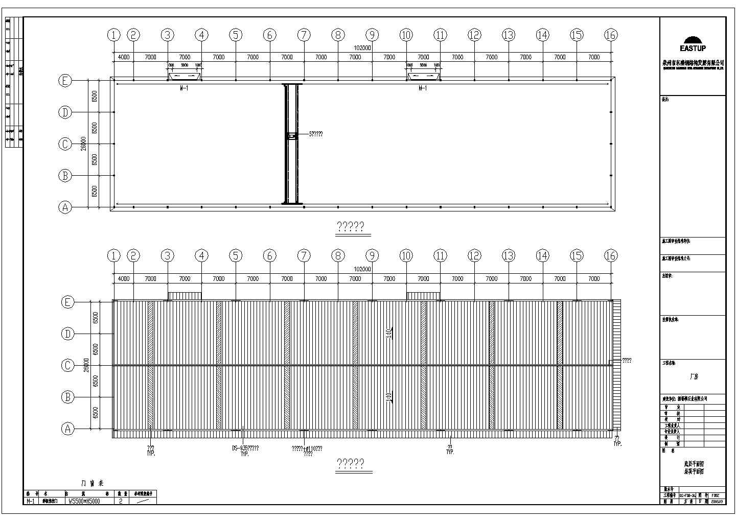 某地轻型门式钢屋架结构厂房结构施工图