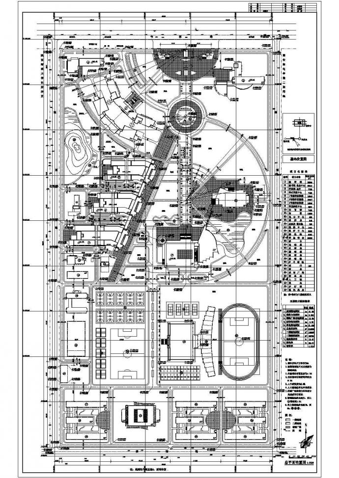 某地高校新校区详细建筑规划总平面图_图1