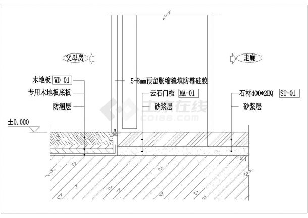 【海南】某禅味风格样板房装修地面设计图-图二