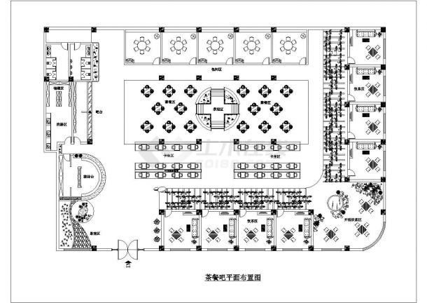 【上海】茶餐吧室内装饰设计施工图纸-图一