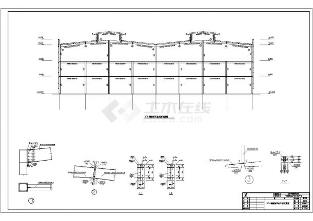 三层钢框架生产车间厂房结构施工图-图一