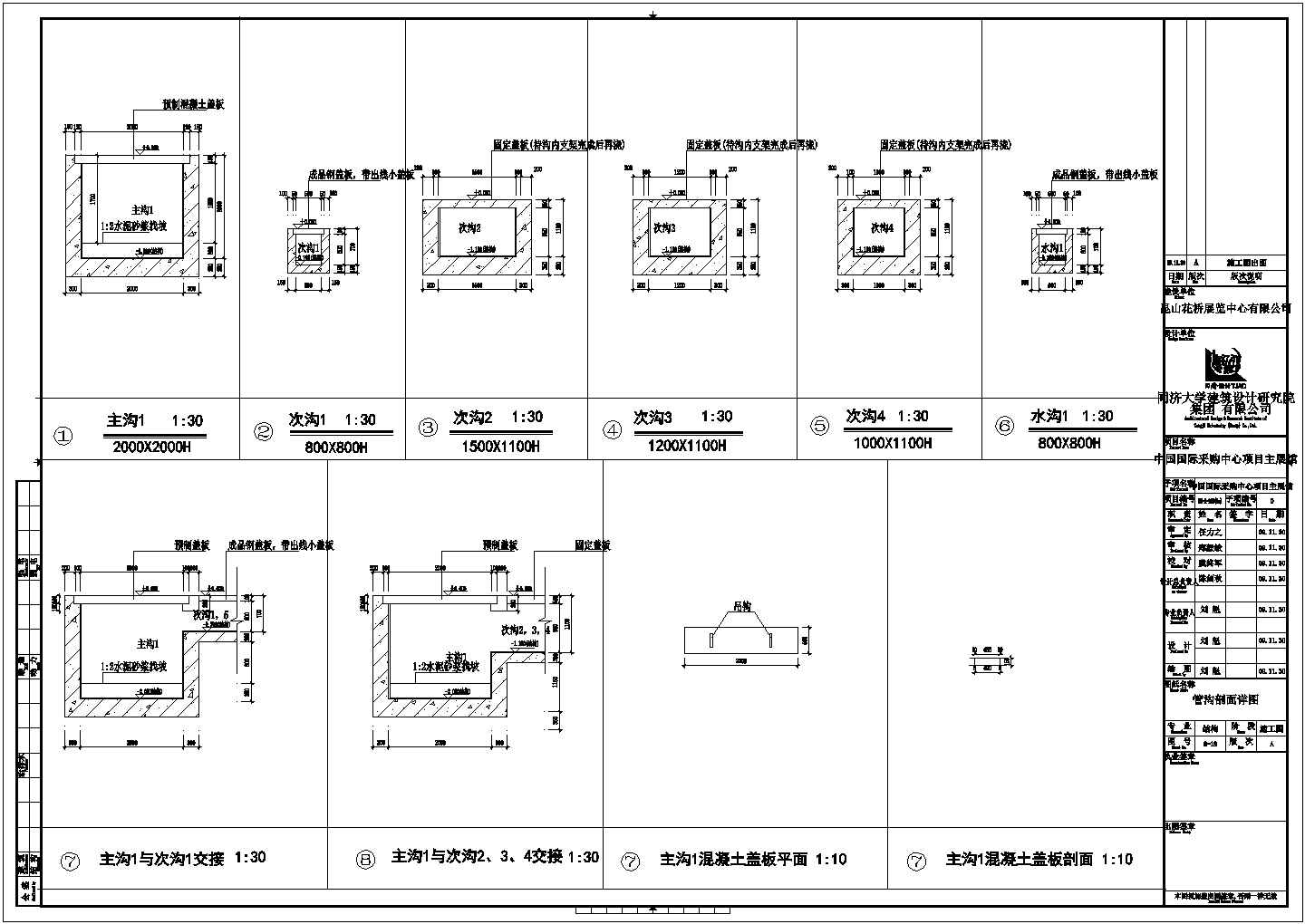 某地区管沟CAD图（平面图、立面图、剖面图）