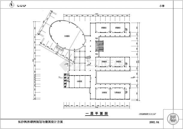 【长沙】某小学三层教学楼设计方案cad图-图二