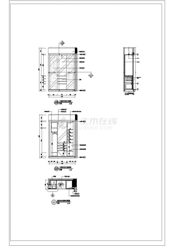 【成都】国建新城A2-a户型示范单位衣柜层设计施工图-图二