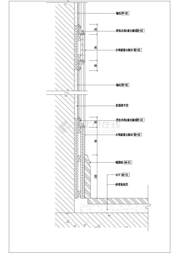 【成都】国建新城A2-a户型墙身设计施工图-图一