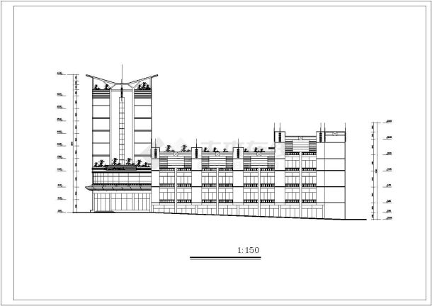 【安徽】某地酒店建筑设计方案图纸-图一