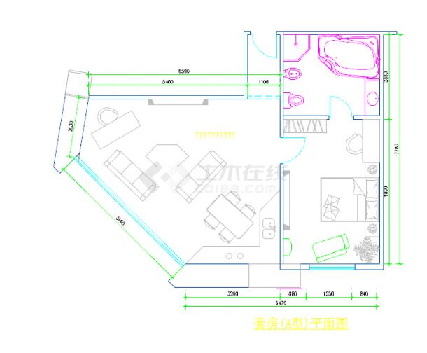 【上海】某一居室装饰装修设计施工图-图一