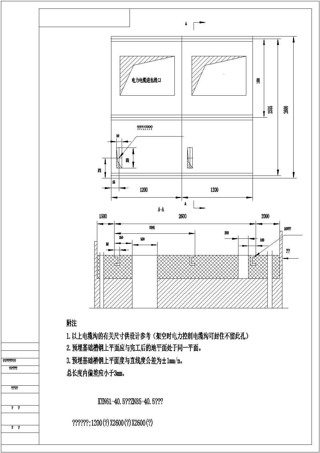 【合肥市】某单位配电柜KYN61地基电气图