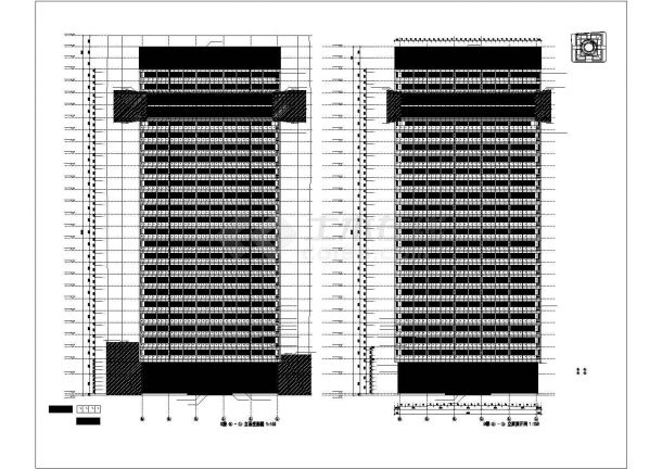 C楼市民中心201-202主楼外环立面建筑设计图纸-图二