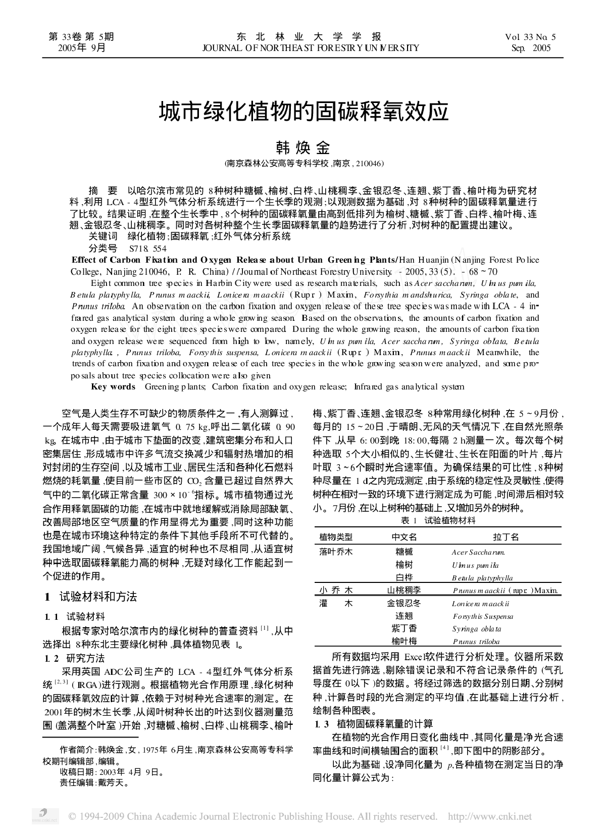 城市绿化植物的固碳释氧效应-图一