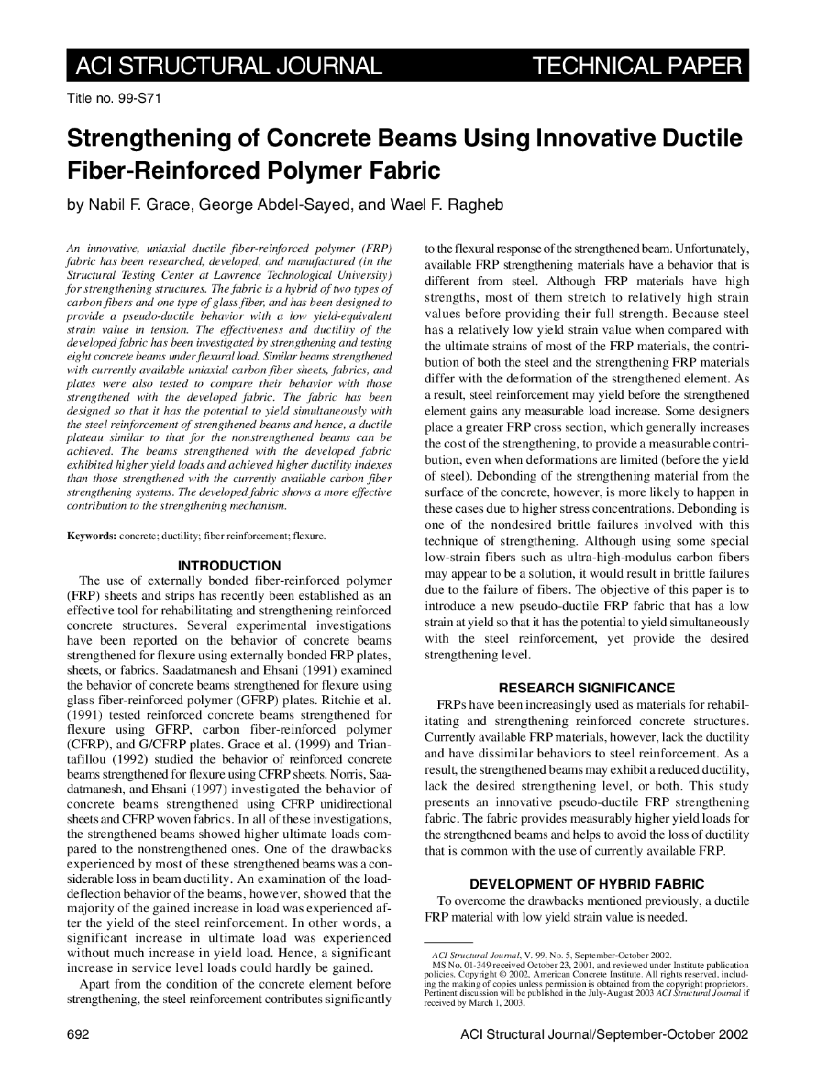 应用新型延性纤维增强聚合织物对混凝土梁的加固-图一