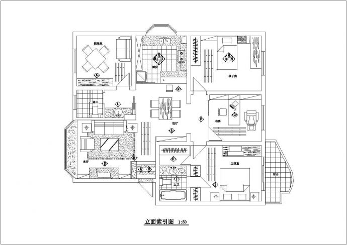 四室两厅住宅装饰装修设计施工图（共13张）_图1
