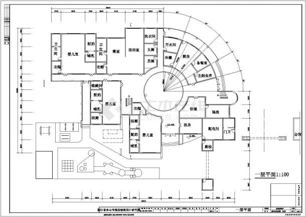 某幼儿园建筑设计规划图总图（平面图）-图二