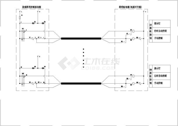 照明集中控制电路二次接线原理cad图-图一