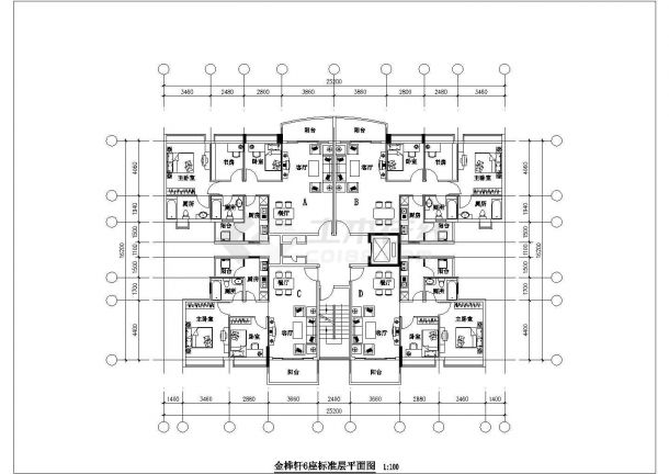 【广州】叠彩园住宅户型设计施工图纸-图一