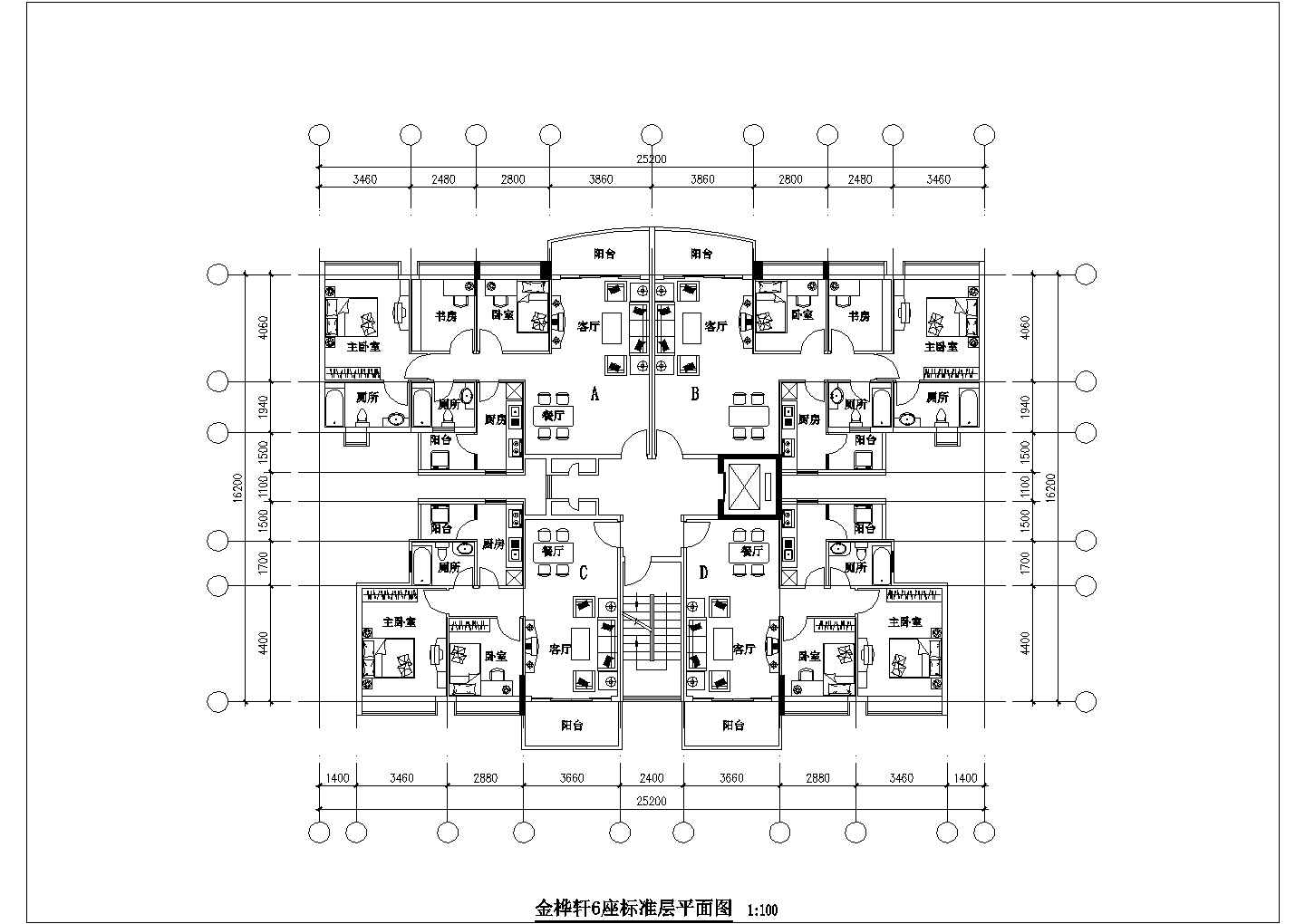 【广州】叠彩园住宅户型设计施工图纸
