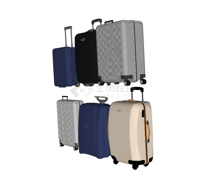 多种行李箱生活用品su模型-图二