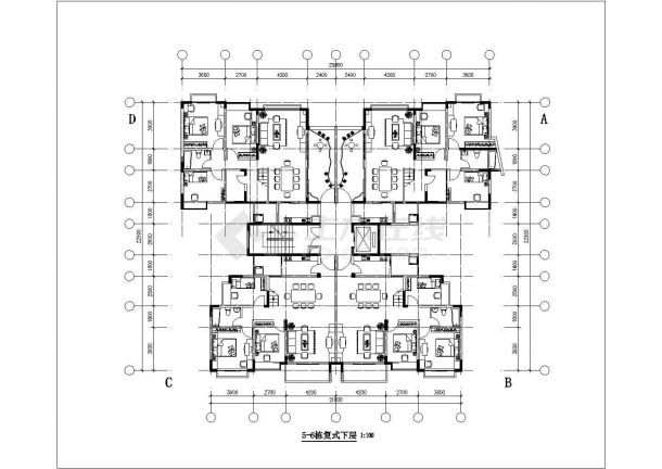 中海阳光棕榈园户型平面设计施工图纸-图二