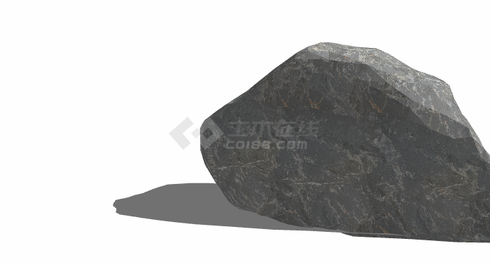 黑色简约斑纹假山置石su模型-图二