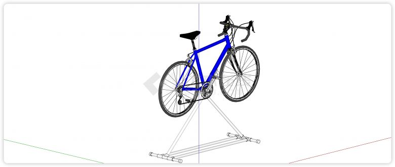 蓝色车架公路自行车su模型-图二