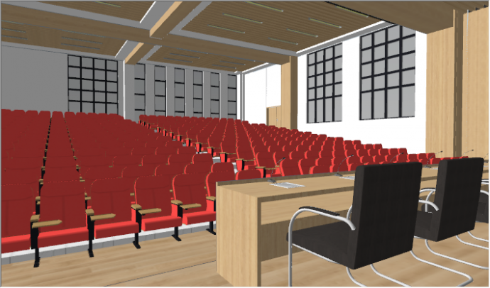 大型现代红色座椅阶梯多功能室报告厅su模型_图1