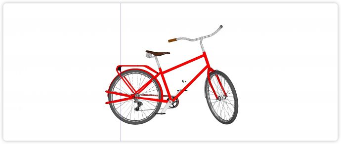 带尾架红色车架自行车su模型_图1