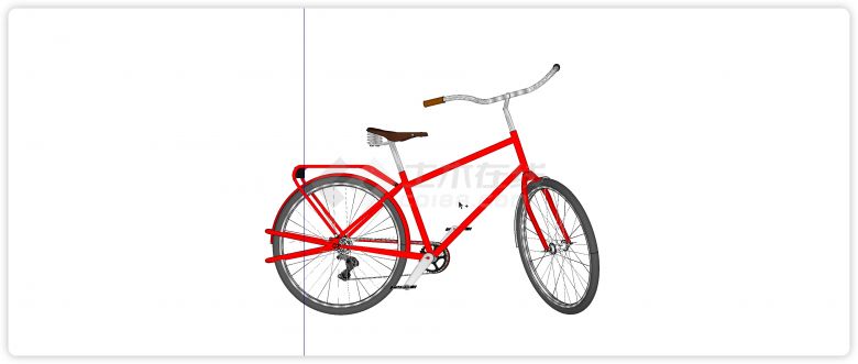 带尾架红色车架自行车su模型-图一