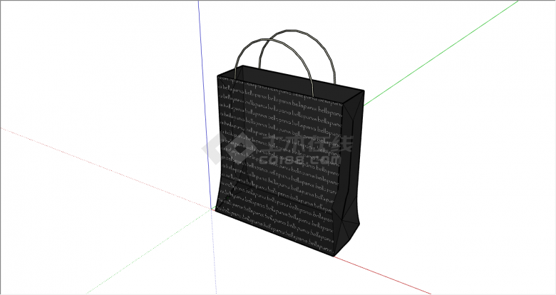 黑色英文字母购物袋生活用品su模型-图二