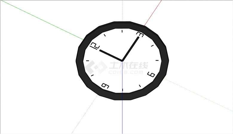 简约圆形挂钟钟表的SU模型-图二