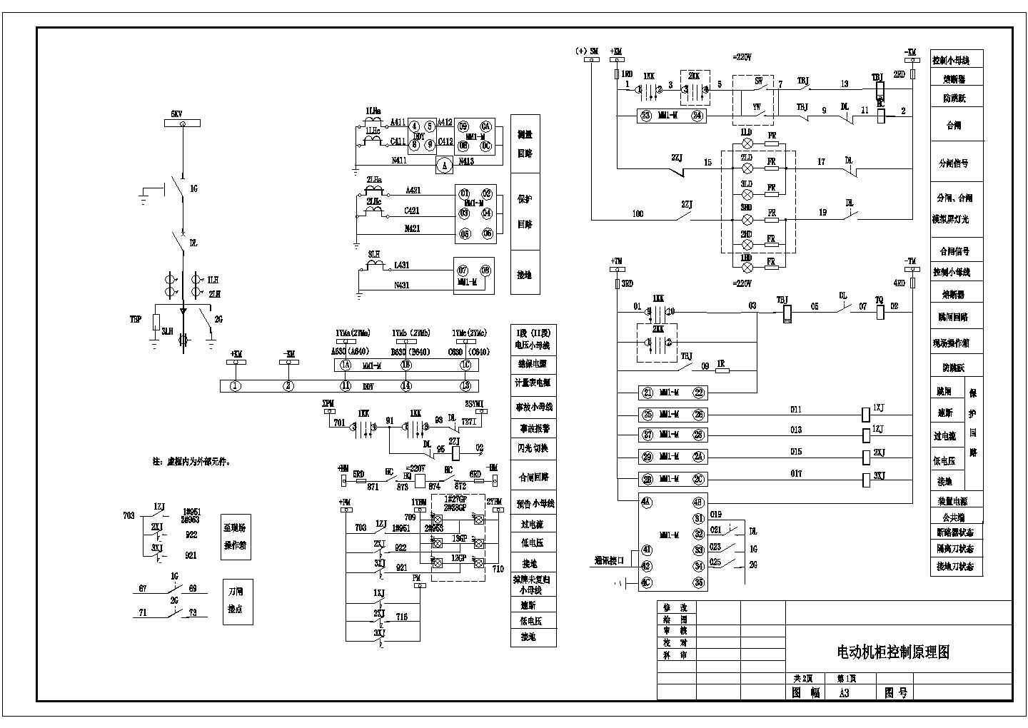 6KV电动机柜接线图（含元件表）