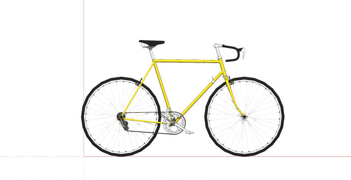 自行车黄色单车横杠su模型_图1