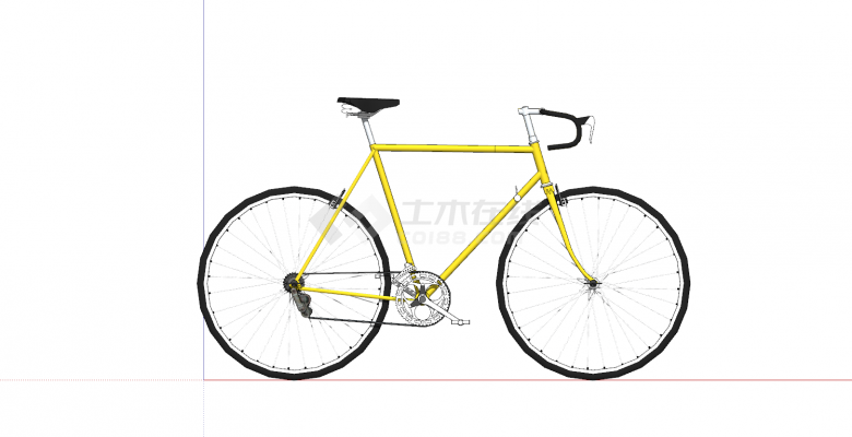 自行车黄色单车横杠su模型-图一