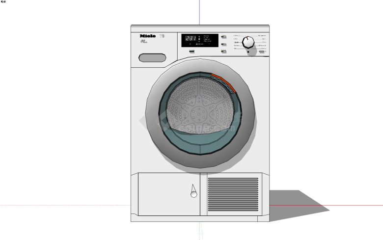 白色简约造型全自动洗烘一体洗衣机su模型-图二