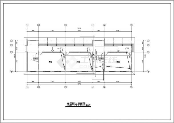 【安徽省】南部某城市三层中学教学楼电气设计图-图二