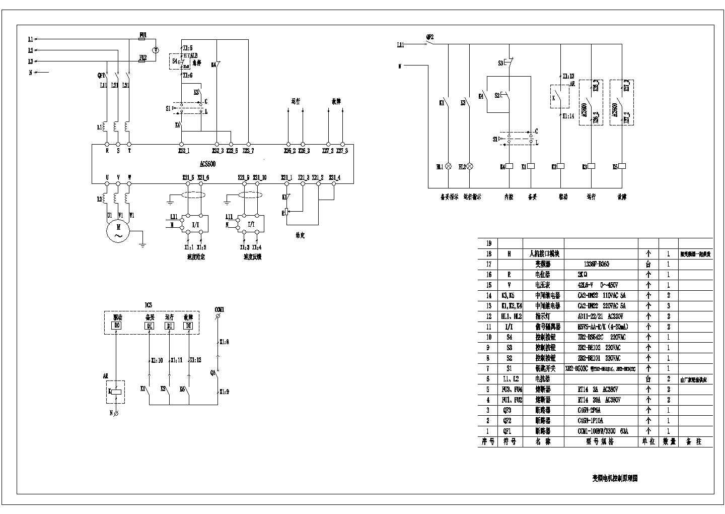 ACS600变频器柜电气图（含设备表）