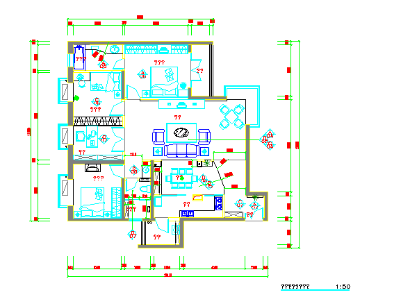 某地别墅装修施工图（CAD图纸）_图1