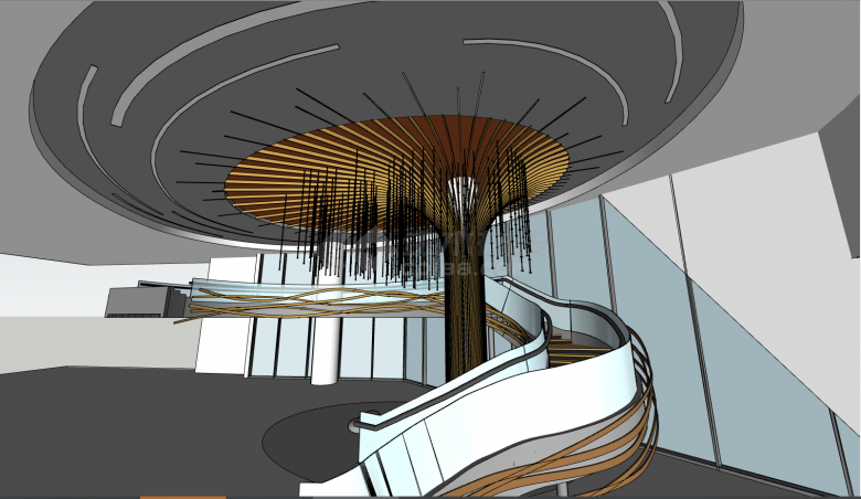 带有旋转楼梯的高档的商城su模型 -图一