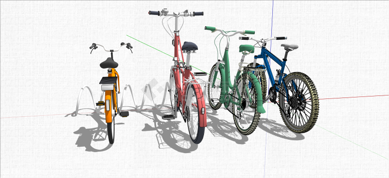 现代各式各样时尚自行车架su模型-图一