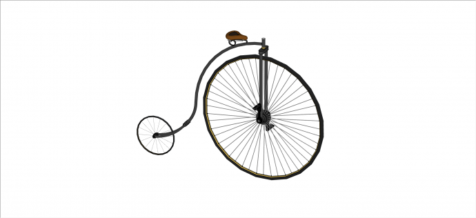 现代美式杂技大小轮自行车商业街小品su模型_图1