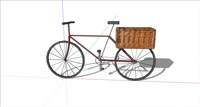 复古怀旧单架自行车su模型_图1