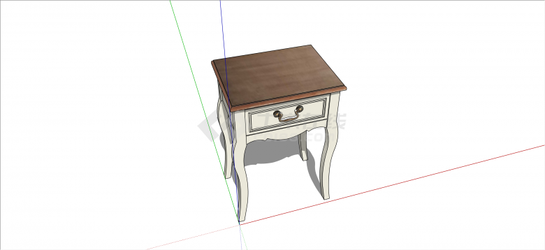欧式白色木质书桌床头柜su模型-图二