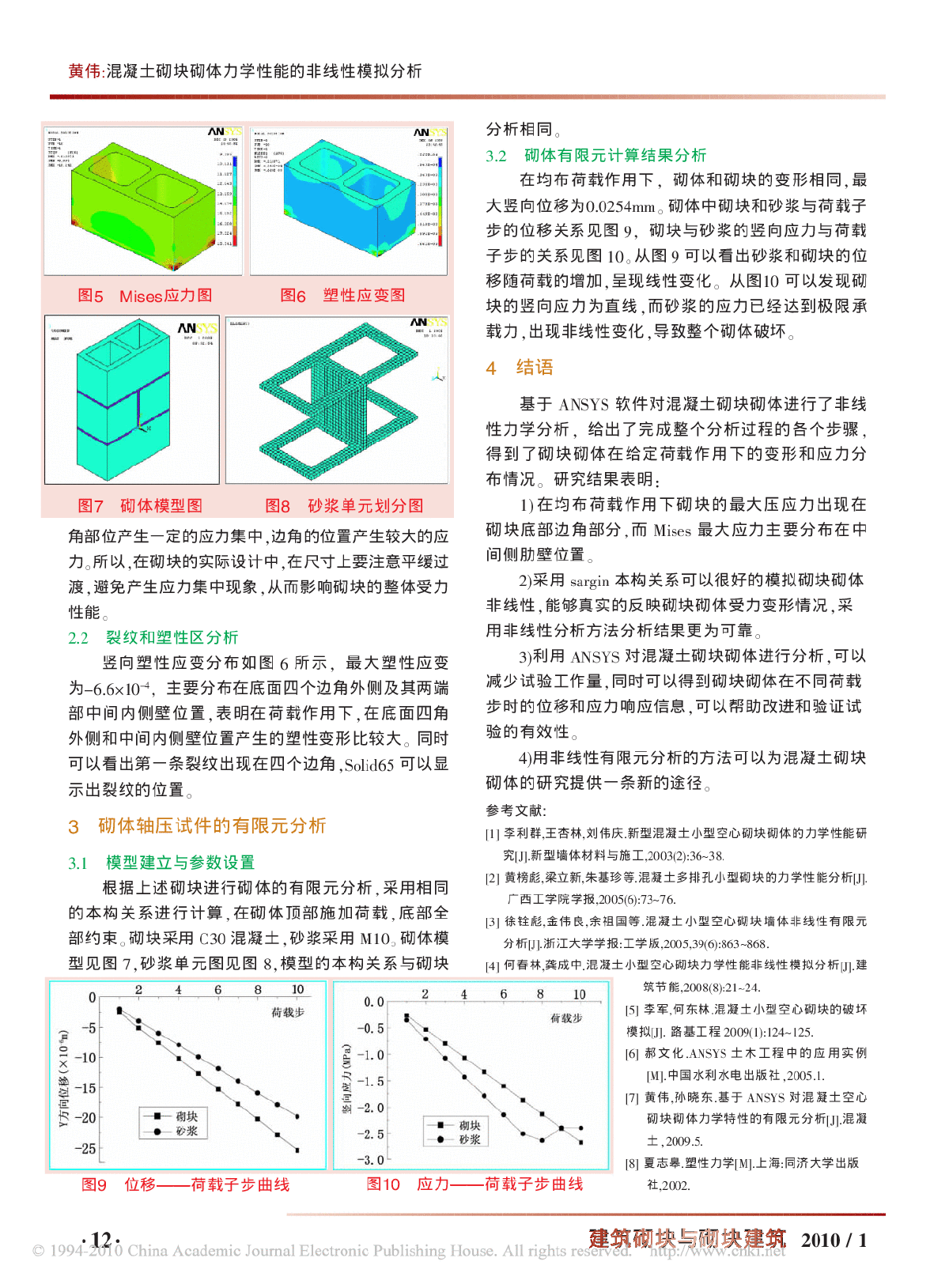 混凝土砌块砌体力学性能的非线性模拟分析-图二