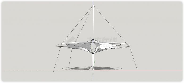 单钢管支撑圆形风车外形张拉膜su模型-图一