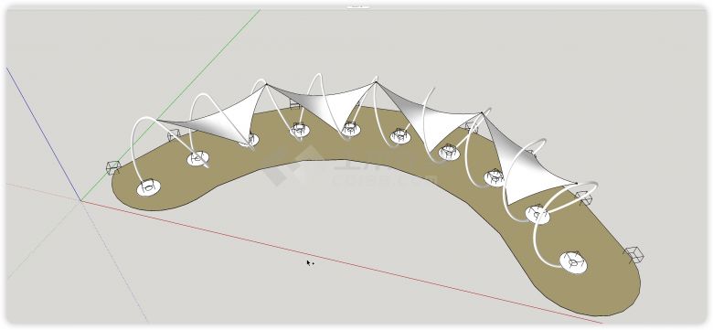 循环圈钢结构三角形张拉膜su模型-图二
