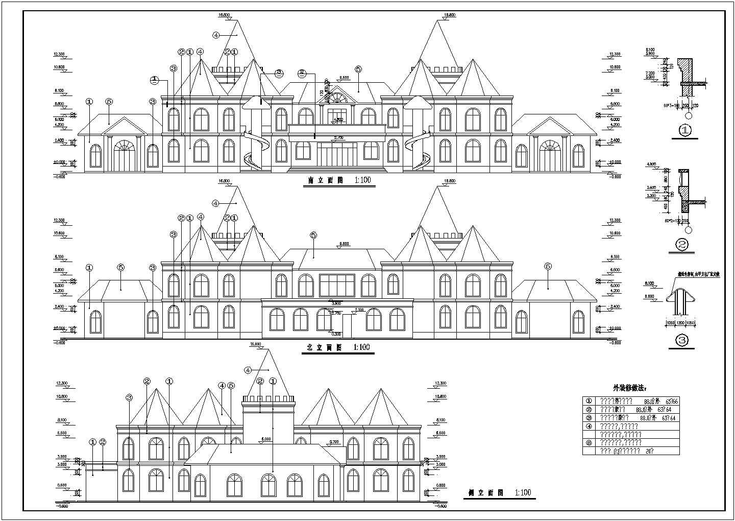 某幼儿园建筑设计规划图CAD图（平面图、立面图、剖面图）