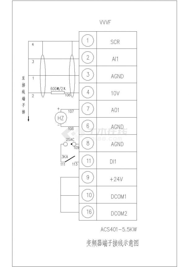 5.5KW变频泵一用一备一、二次电气原理图-图二