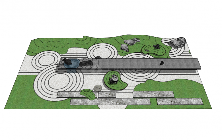 大规模别致枯山水庭院su模型-图一