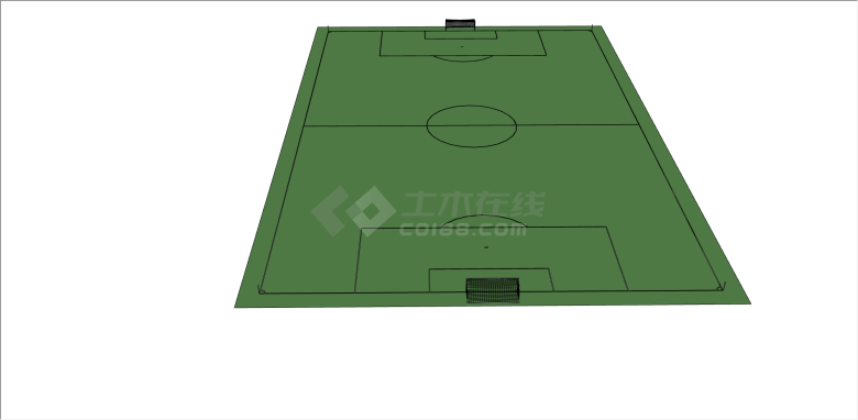 现代全绿色场地足球场su模型-图一