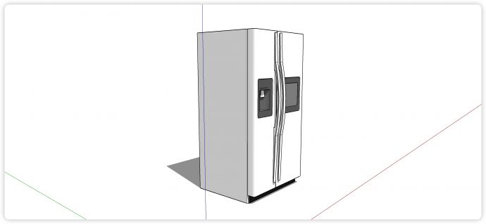 白色对开门制冰机屏幕冰箱su模型_图1